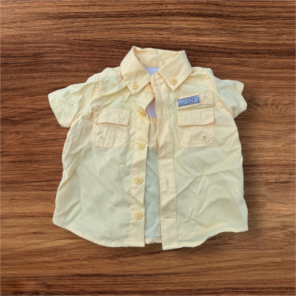 Ocean & Coast Baby 6 Months Yellow Button Up Fishing Shirt